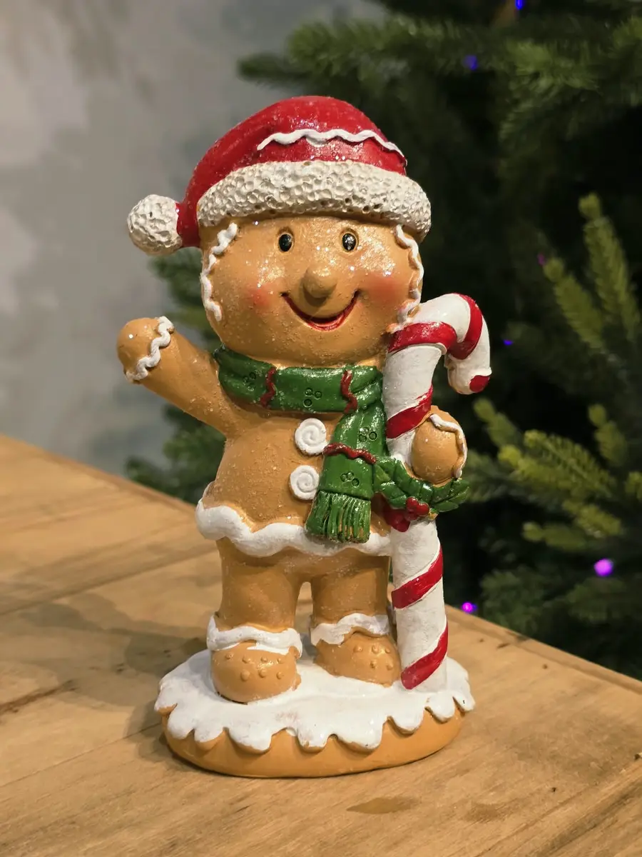 Boneco Gingerbread com Candy em Resina 16 cm