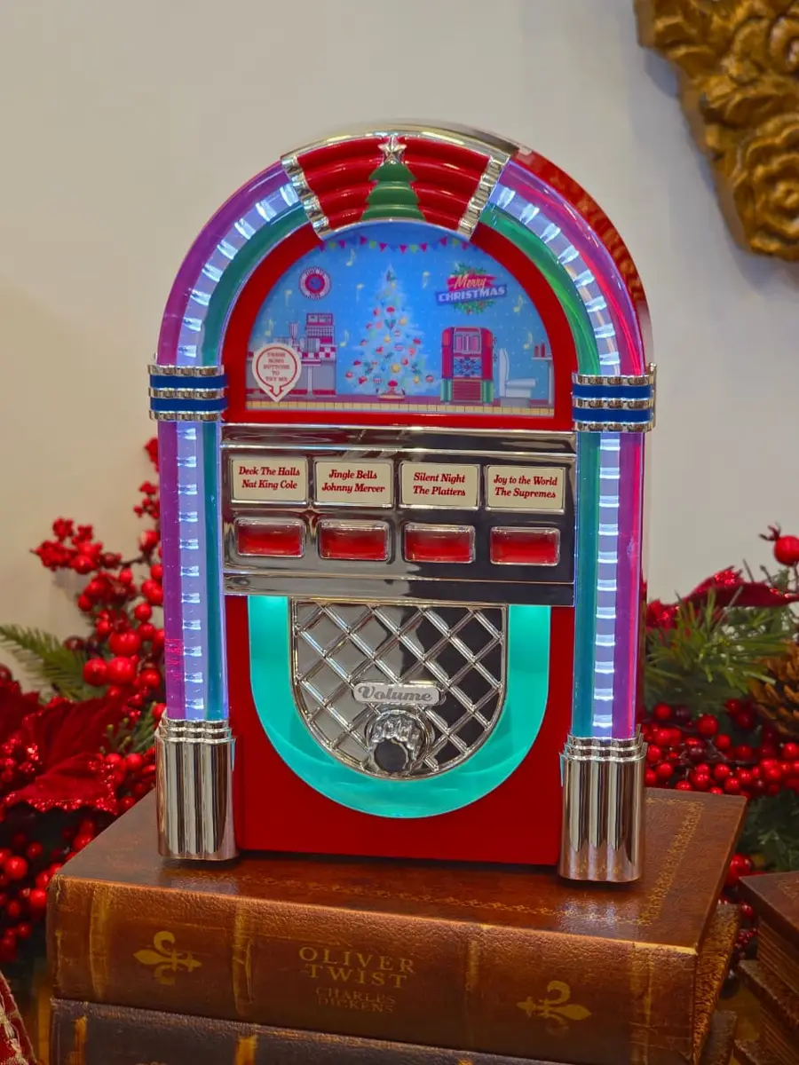 Jukebox Natalina com Musical com Luzes Mr Christmas 22,8 cm