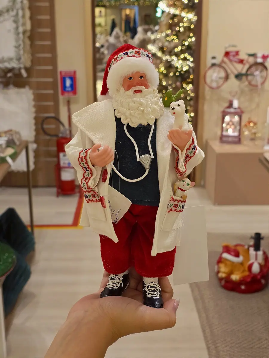 Papai Noel Colecionável Veterinário 28 cm