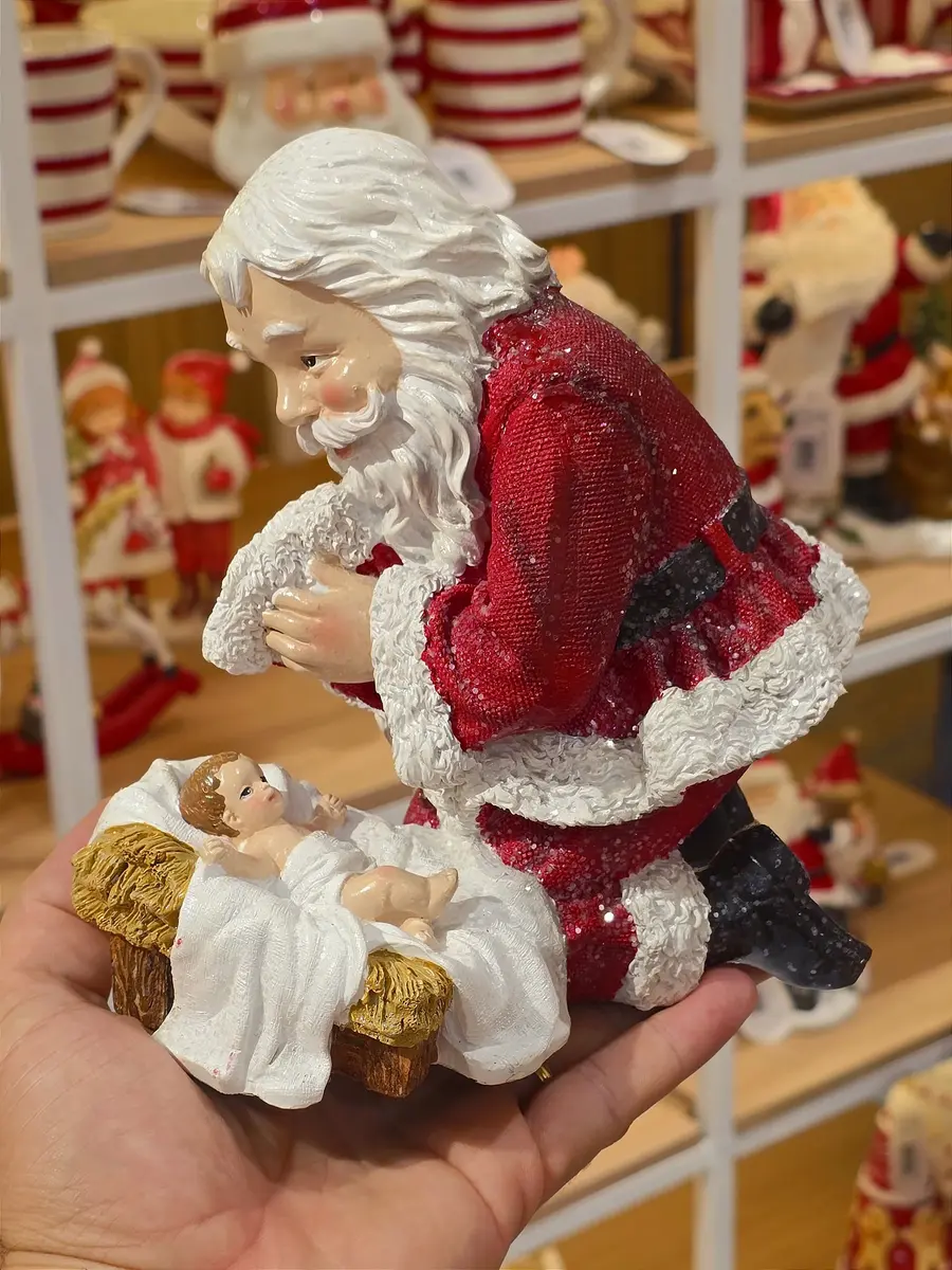 Papai Noel com Menino Jesus 18 cm
