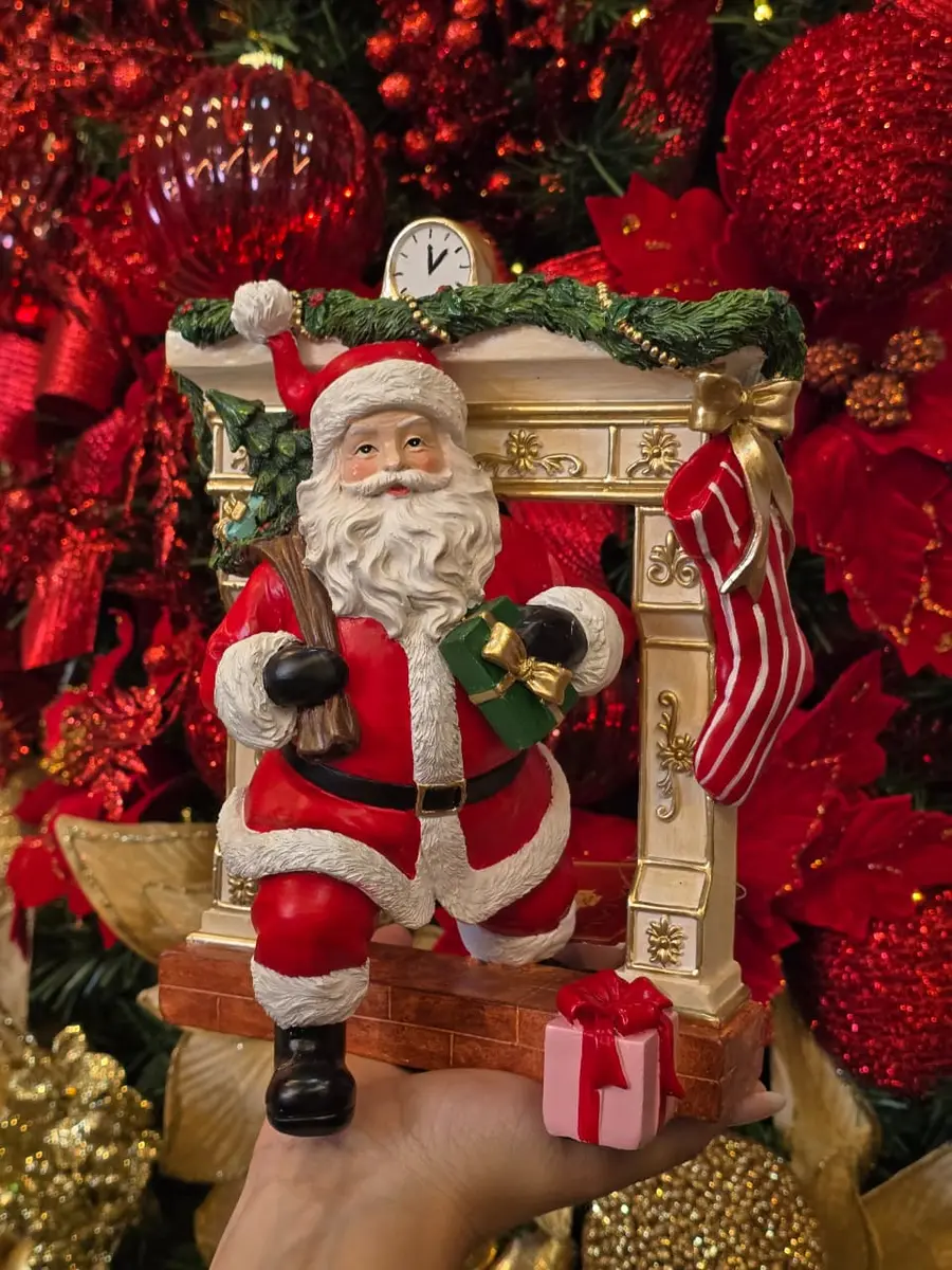 Papai Noel Saindo da Lareira 22,5 cm